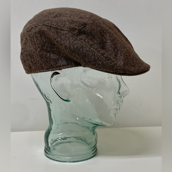 Men's Large Fitted Goorin Bros Brown Heather Flat Cap Hat - Picture 3 of 16